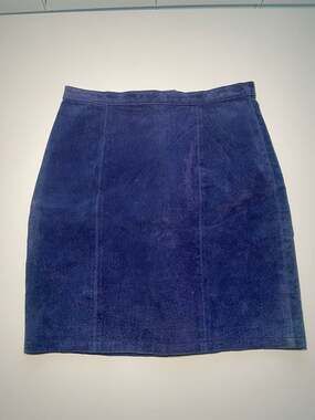 Water Collection Vintage Blue Suede Leather Mini Skirt Size 7